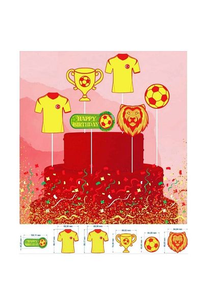 parti sürprizi Fan Themed Yellow Red 6-Piece Toothpicks