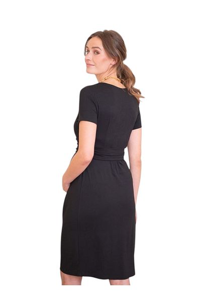 MAMAYAGA Women's Short Sleeve Breastfeeding Detailed Hijab Suitable Viscose Comfortable Stylish Midi Maternity Dress