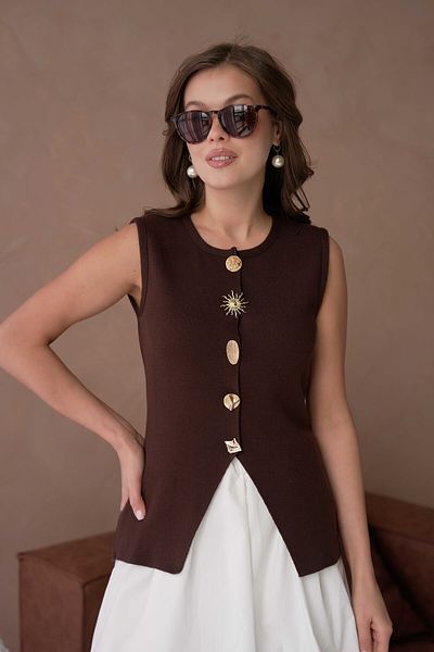 Arbucky Women's Crew Neck Gold Button Accessory Premium Knitwear Sweater