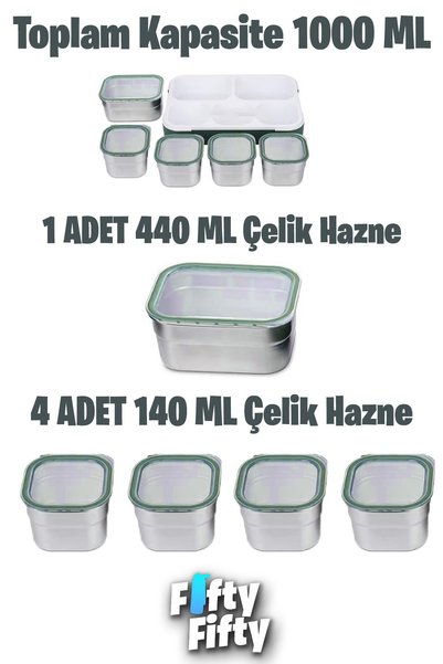 Vagonlife Lunch Box 1000 ML (Sızdırmaz,Karışmaz 5 Hazneli) Yeni Nesil Sefer Tası -FFLBOX40097