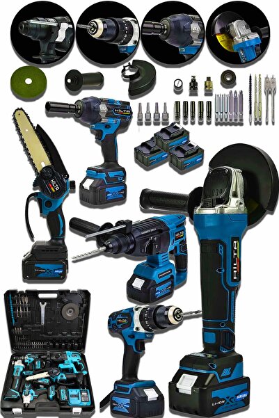 Hilta Power Alman BL Motor 5LiSet Akülü Taşlama Matkap Somun Sıkma Kırıcı Del...