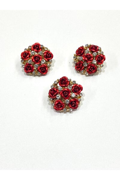karantuhafiye Stone Button / Stone Rose Model Button / Bunch Red