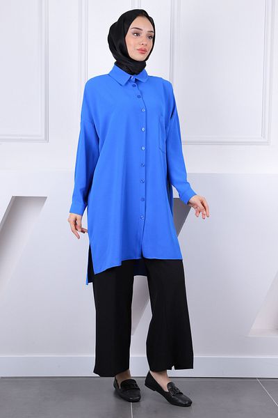 İmajButik Saks Blue Linda Tunic με μία τσέπη