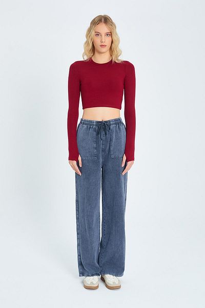 Mixray Pantaloni Palazzo Dye pentru femei K. Antracit 4572