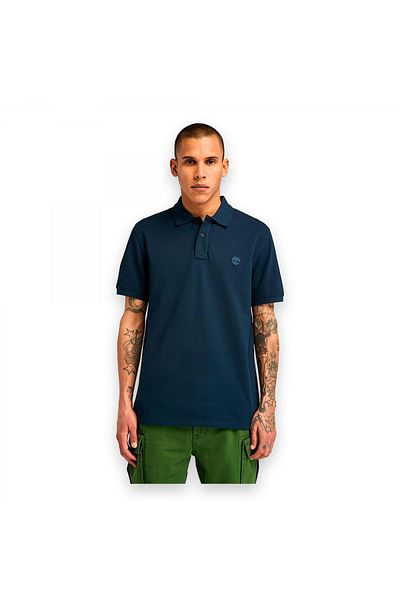 Timberland Tb0A6Bx4 Millers River Sleeve Stretch Polo Navy Blue Men's T-Shirt