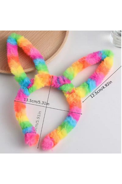 Kardelux Agrafă de păr cu urechi de iepure de pluș - Accesoriu colorat de sărbători și aniversare