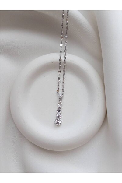 Minne Jewelry-Accessory قلادة دائرية من الفولاذ بحجر الزركون - قلادة دائرية م...