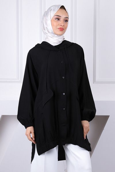 İmajButik Μπουφάν με μαύρη κουκούλα