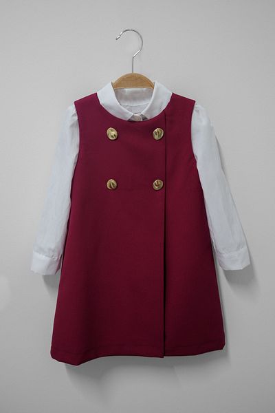 Aressy Girl's Gold Buttoned Pleated Dress Premium Eid Dress