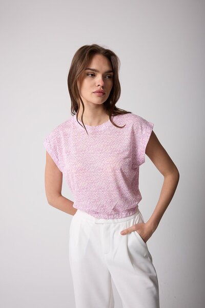 AMİDA Ženska majica sa elastičnim strukom, duplim rukavima, okruglim izrezom,...