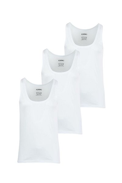 FORMO 3-Piece Men's 100% Cotton White Natural Combed Cotton Undershirt