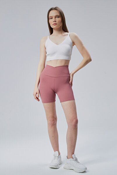FLAMOVA KADIN YÜKSEK BEL FİTİLLİ BIKER BASIC SPOR ŞORT