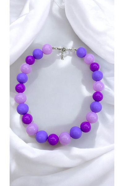 PETEK AKSESUAR Purple Lila Bubble Top Summer Necklace