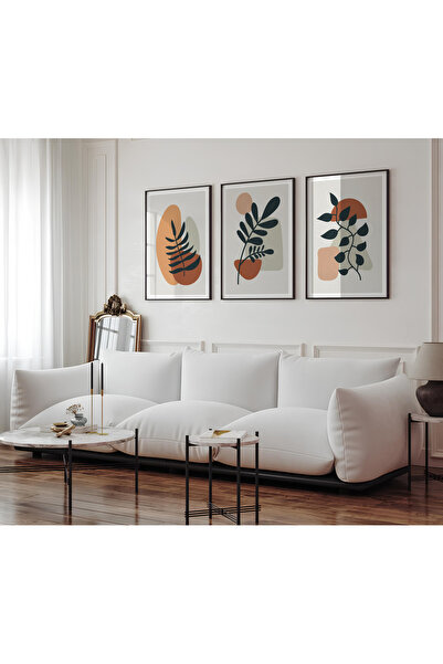 ARTCASTLE Set de 3 tablouri cu ramă din lemn Leaf Boho