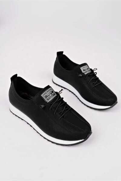 caraxes Pantofi sport pentru femei cu talpă ortopedică cu șireturi elastice