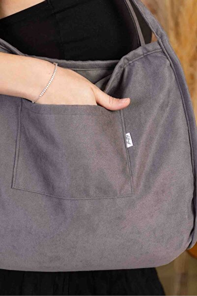 fluffy Mute Bag Grey 00s Shopper Bag Сумка на блискавці з підкладкою Шкільна сумка через плече (32/36)