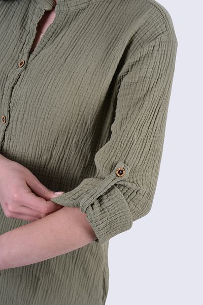 OTEXSA Double Layer 100% Cotton Long Sleeve Muslin Tunic-Shirt (Gift for Mothers)
