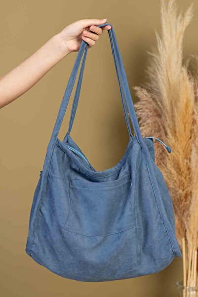 fluffy Mute Bag Deep In Blue 00s Shopper Bag Geantă de umăr pentru școală căp...