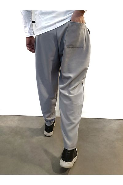 Reis Pantaloni largi plisați cu elastic - gri