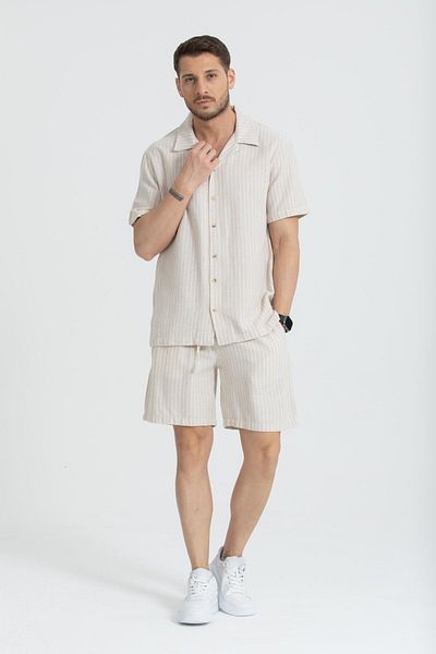 Store Men's 100% Cotton Short Sleeve Shirt - Stylish Button-down Collar, Ideal for Everyday Wear