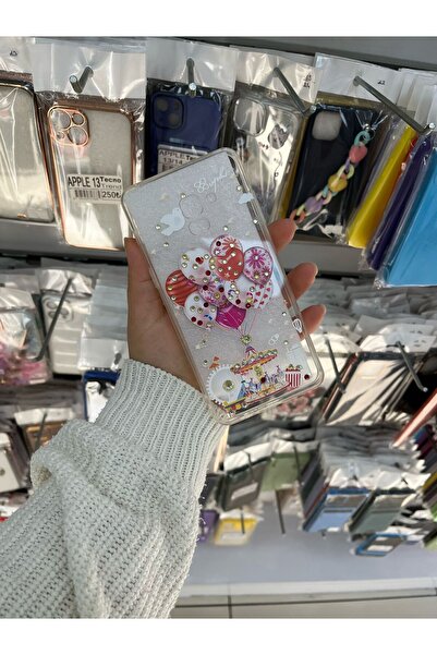 TECNOTREND GALAXY A8 PLUS 2018 DESENLİ TAŞLI ŞEFFAF SİLİKON KILIF