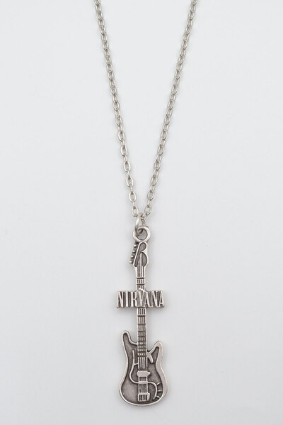 ıdr Nirvana Elektro Gitar Gümüş Kaplama Düz Zincir Kolye