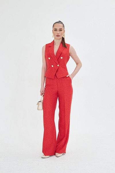 LOVELF Red Gold Buttoned Short Vest Set