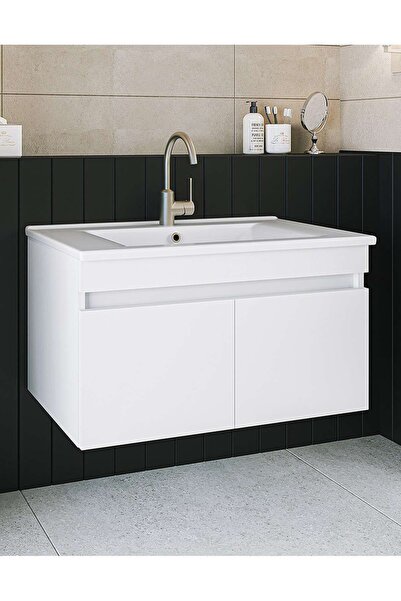 Alfa Banyo Viola1 Beyaz 80 Cm Seramik Lavabolu Mdf Banyo Alt dolabı**hazır Ku...