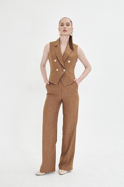 LOVELF Gold Buttoned Short Vest Set and Coffee