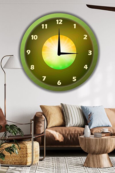 Nod Büyük Boy Ahşap Dekoratif Duvar Saati Ev Salon için Yuvarlak Modern Sessi...