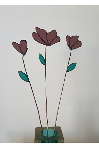 anonim 3 lü modern vitray çiçek