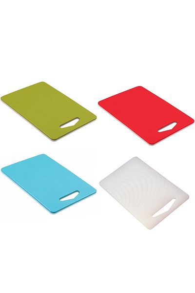 Melkan Home 4 Pieces Small Cutting Board Red + Turquoise + Transparent + Green