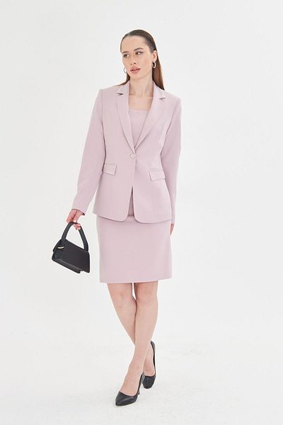 LOVELF Jacket Set with Stone Detailed Dress - Light Dusty Rose
