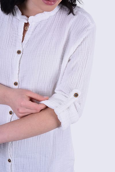 OTEXSA Cămașă tunică din muselină cu mânecă lungă, 100% bumbac, strat dublu (cadou pentru mame)