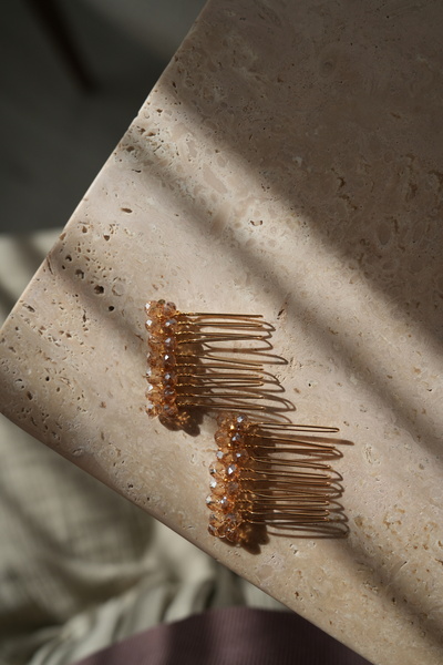 İstoria Bridal 2 Adet Dore-vizon Tarak Toka, Gold Tarak Toka, Nişan-düğün Saç...