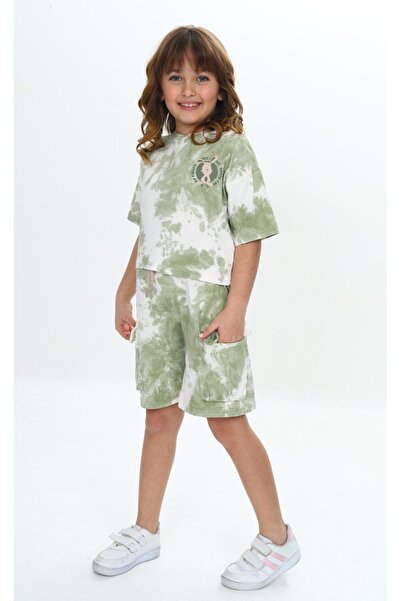 Toontoy Girl's Tie-Dye Rabbit Printed Shorts Suit