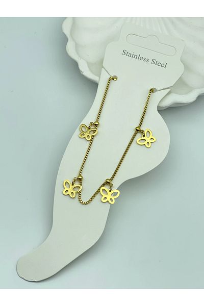 İNN JEWELLERY Steel Anklet Bracelet Anti-Tarnish Antiallergic Butterfly Figured (2 Years Importer Warranty)