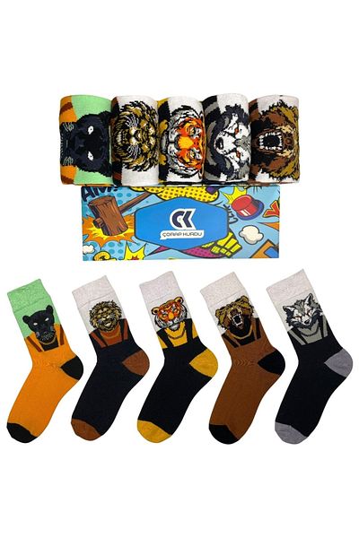 Çorap Kurdu Σετ 5 κάλτσες Unisex με μοτίβο με θέμα Rebel-Hard