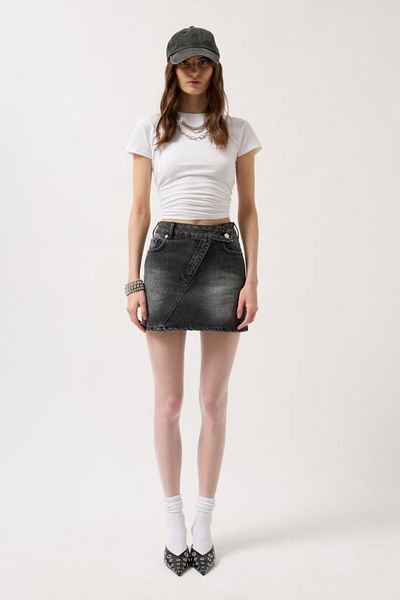 JANES Fusta mini din denim cu talie asimetrică