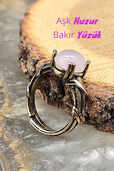 NBS Beautiful Naturel Stones Copper Pink Quartz Design Quality Ring Adjustable (Gift, Special Day, Trend)