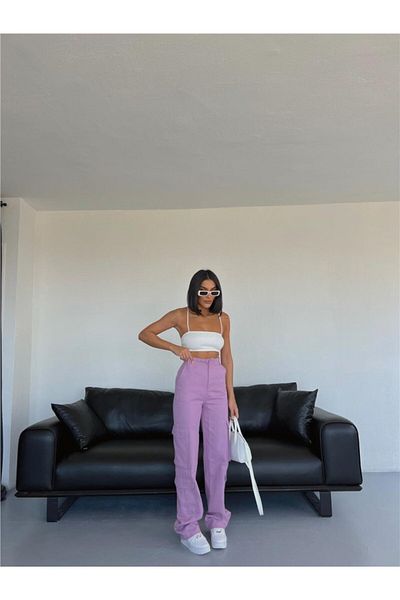 leyla sanat sanata yeni bir bakış açısı Leyla Sanat a New Perspective on Art Cargo Pants - Lilac