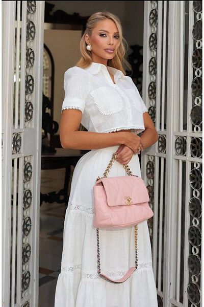 Julidress Lace Detailed Linen Fabric Short Shirt and Maxi Skirt Bottom Top Premium Set