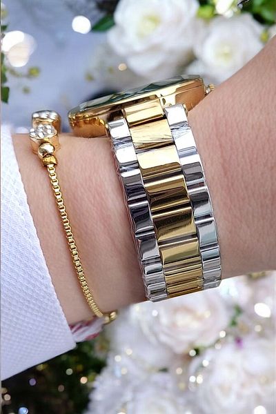 Daniel Klein Cutout Glass Steel Bracelet Gold/Metallic Green Dial Women's Wristwatch - Zircon Stone Bracelet Gift