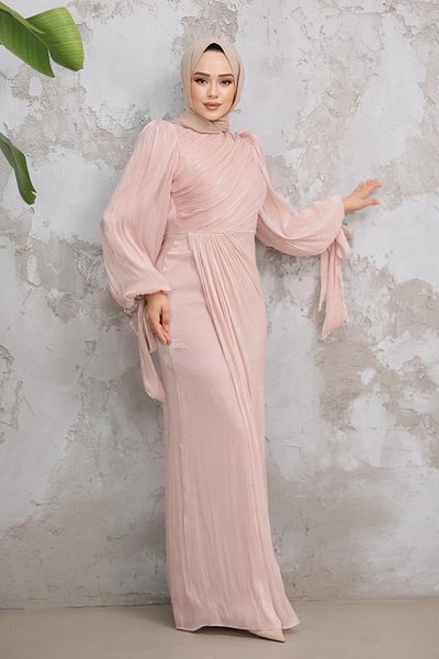 Neva Style Βραδινό φόρεμα Hijab με λεπτομέρεια Drape 50193pd