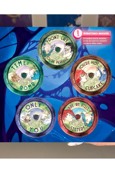 westartic ARCANE Jinx, Ekko, Jayce, Viktor, Silco, Vi, Caitlyn Baskılı 5’li Bardak Altlığı Seti  n
