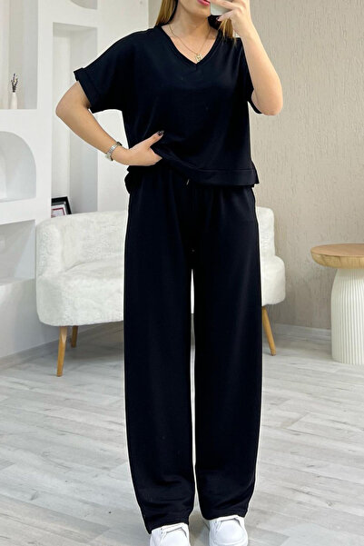 CyRo Σετ αθλητικών φόρμας με λαιμόκοψη με λαιμόκοψη από μαλακό ύφασμα Modal