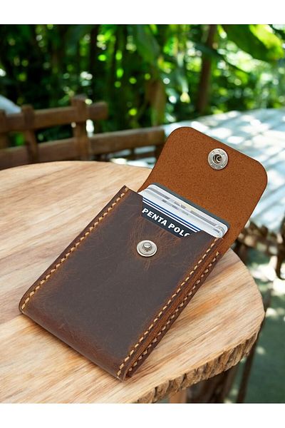 PENTA POL - O Cronder Genuine Leather Vertical Model Box Card Holder