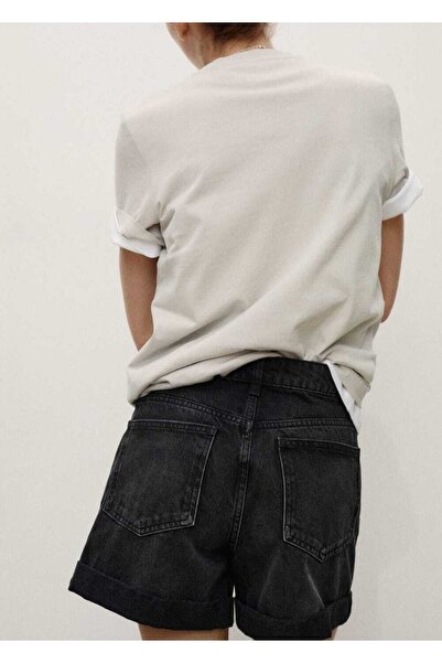 MANGO Woman Yüksek belli kıvrık paçalı şort