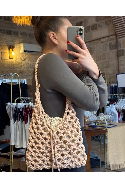 Nora Hand Knitted Bagged Mesh Combed Cotton Rope Shoulder Bag