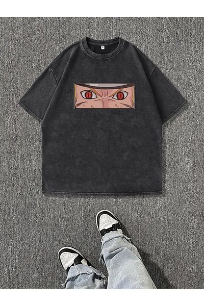 Touz Moda Anime Naruto εμπριμέ πλενόμενο vintage μπλουζάκι